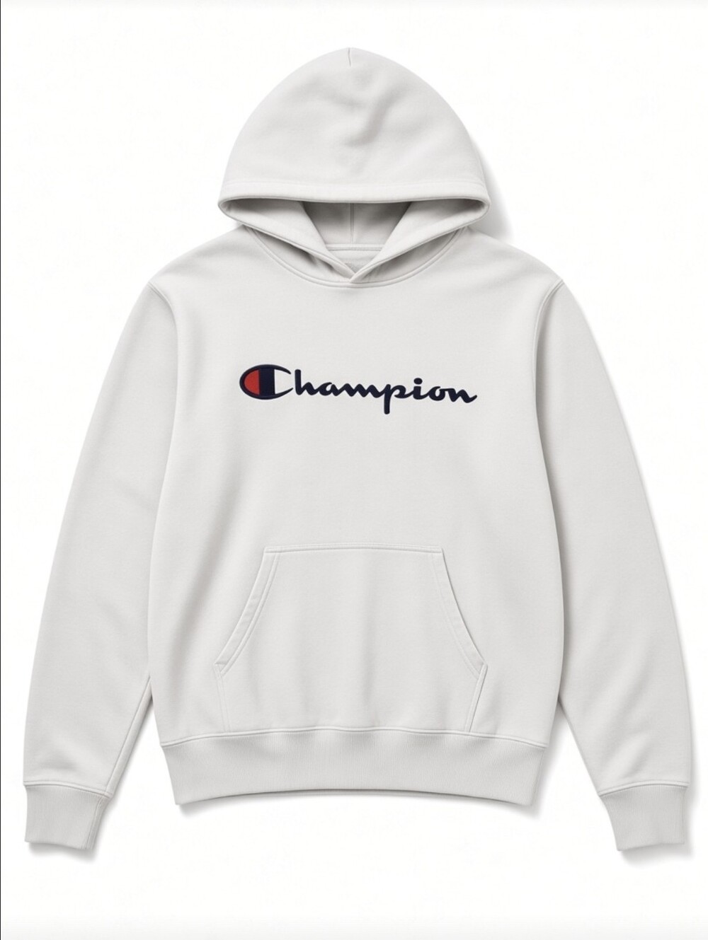 Champion Hoodie Large White Embroidered Spellout Pullover